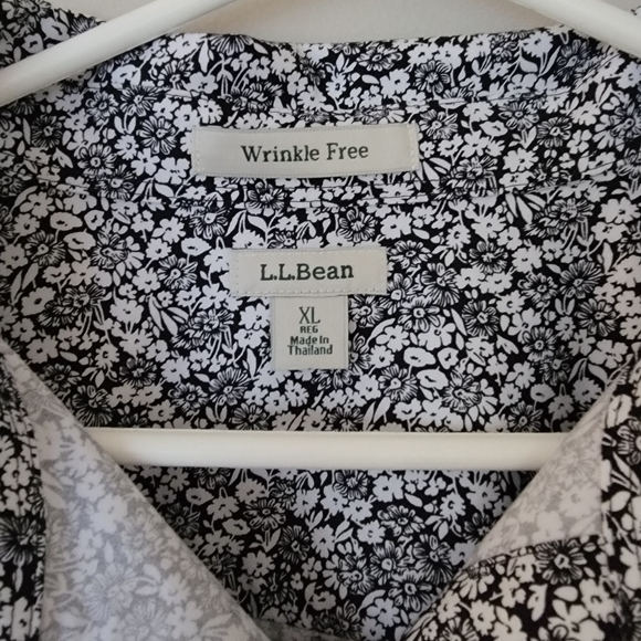 L. L.Bean Black and White Floral Shirt XL Cotton - Picture 4 of 7
